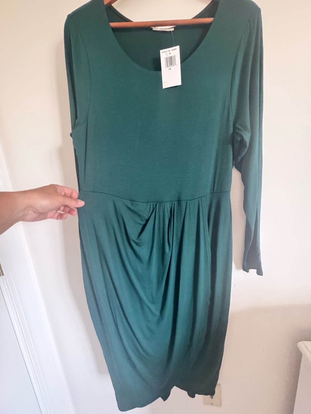 Soprano Forest Green Long Sleeve Scoop Neck Dress